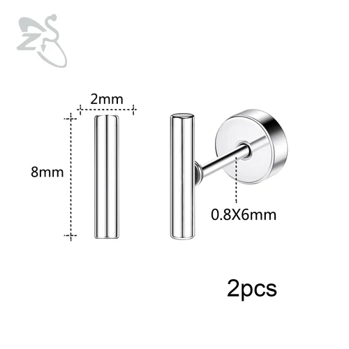 ZS 여성용 스타 하트 나비 스터드 귀걸이, 스테인리스 스틸 크리스탈 귀걸이, 연골 나선 이주 피어싱, 20G, 로트 당 2 개 2