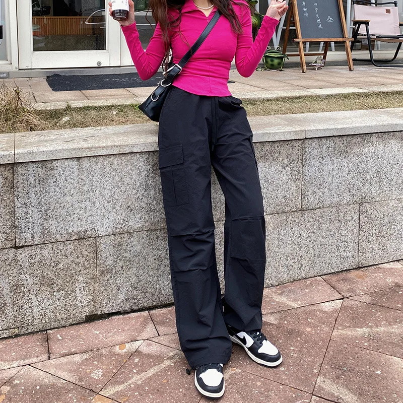 High-waisted Overalls Women's Summer New Drawstring Wide Legs Loose Slim Slim Casual Mopping Trousers