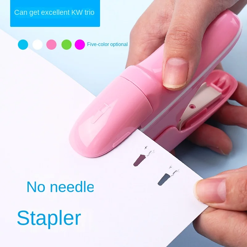 

Kids Staple Free Stapler Office Hole Puncher Student Stapler Safe Eco Friendly Single Hand Grip More Effortless Rounded Shape