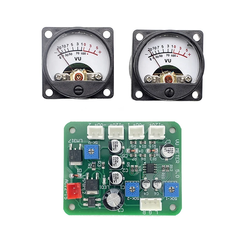VU Level Audio Meter Stereo Amplifier Board+2Pcs VU Meter 9-12V DC Stereo Amplifier Board Level Indicator Durable Easy Install 6