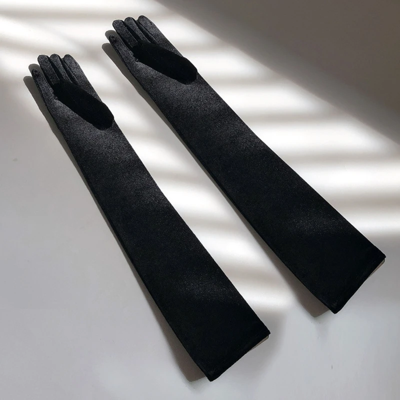 

Long Sleeves Opera Show Gloves for Women Velvet Gloves 1920s Flapper Stretchy Elbow Length Halloween Costume Gloves