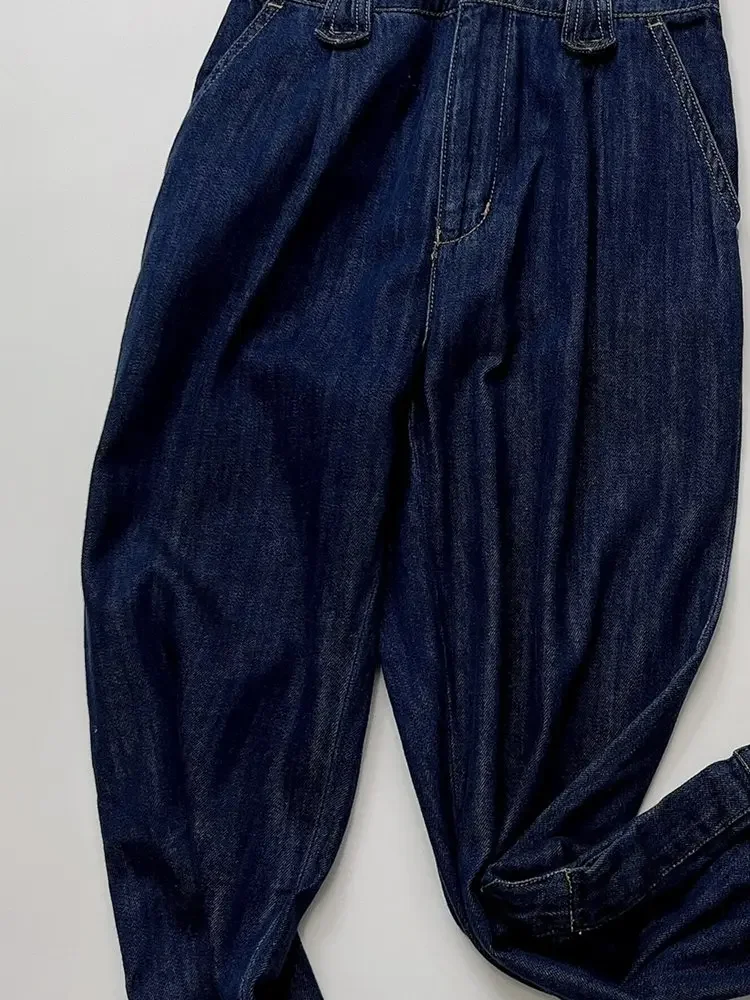 

2022 Autumn New Women Jeans Hem Closure Back Waist Elastic Blue Trousers