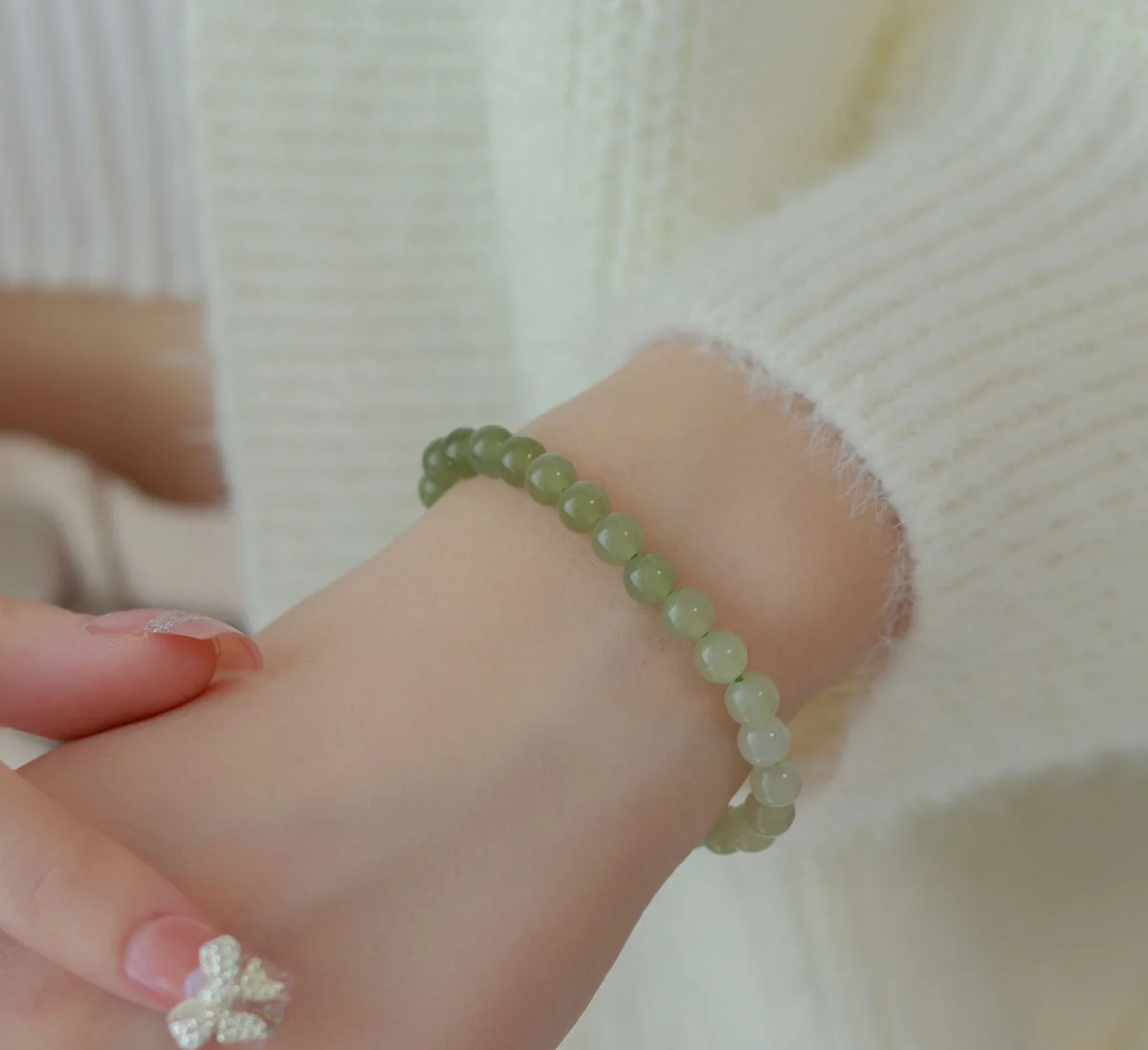 Grüne Kristall Perlen Strang Armbänder Vintage Blatt Erdnuss Zubehör Quadratisch Für Frauen Mode Edlen Schmuck Zubehör – Detail 3
