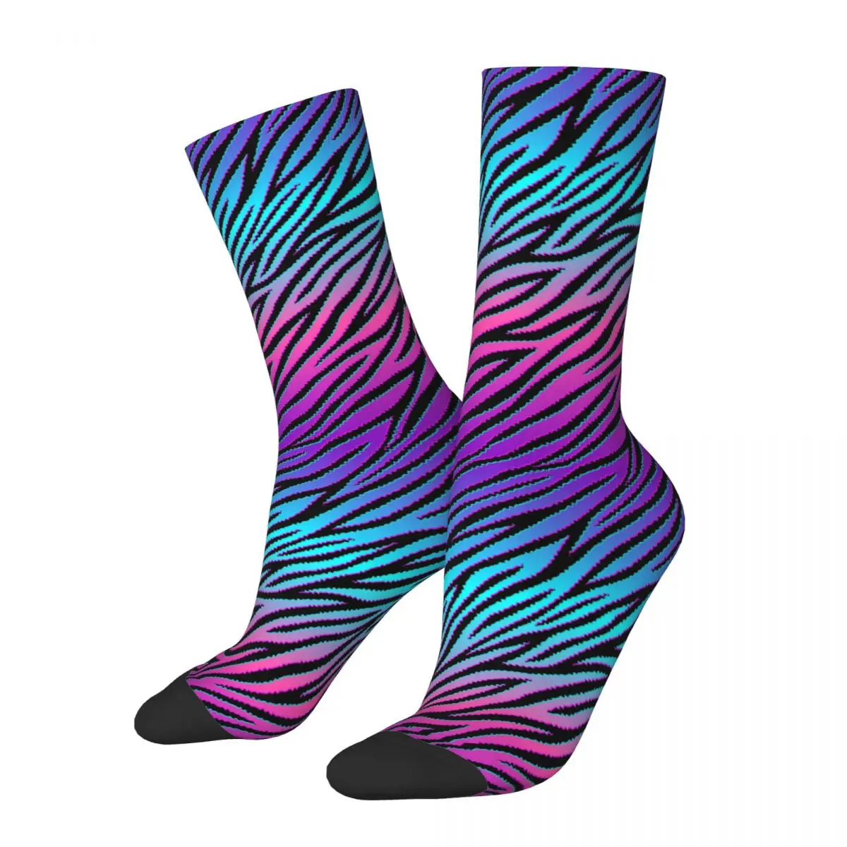 

Crazy Design Zebra Skin Colorful Pattern Animal Basketball Socks Polyester Long Socks for Women Men