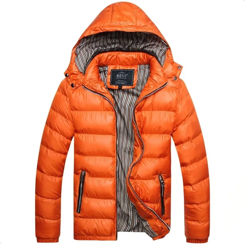 2024 High Quality Mens Solid Color Parkas New Arrival Winter Men Solid Color Hooded Long Sleeve Zip Up Pocket Down Jacket Coat