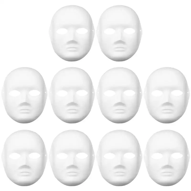 10pcs 백서 마스크 할로윈 마스크 전체 얼굴 일반 마스크 DIY 빈 그림 마스크 가장 무도회 코스프레 파티 소품