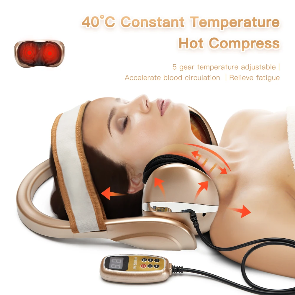 Dispositivo elettrico per riscaldamento del collo, airbag, massaggio, supporto per la colonna vertebrale e le spalle, trazione cervicale, fisioterapia a infrarossi_voghion.com