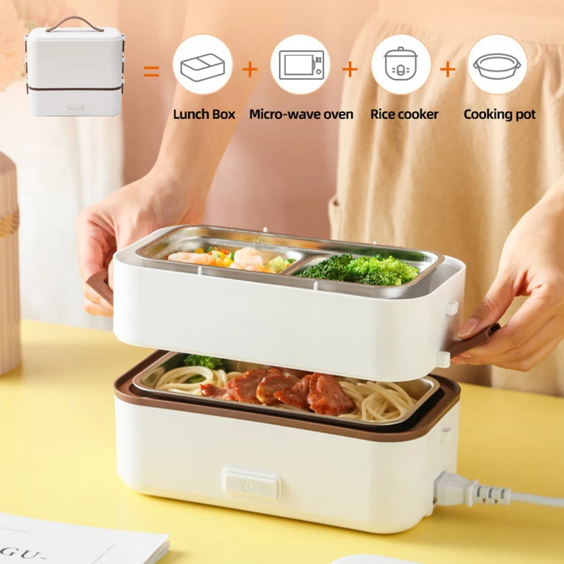 110V/220V Lunch Box Food Container Portable Electric Heating Insulation Dinnerware Food Storage Container Bento Lunch Box 2
