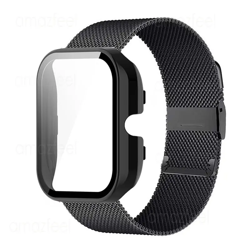 

Metal Strap for Amazfit GTS 4 Mini Case Shell Bumper Glass Screen Protector Film GTS 4 Mini Stainless Steel Bracelet Band Correa