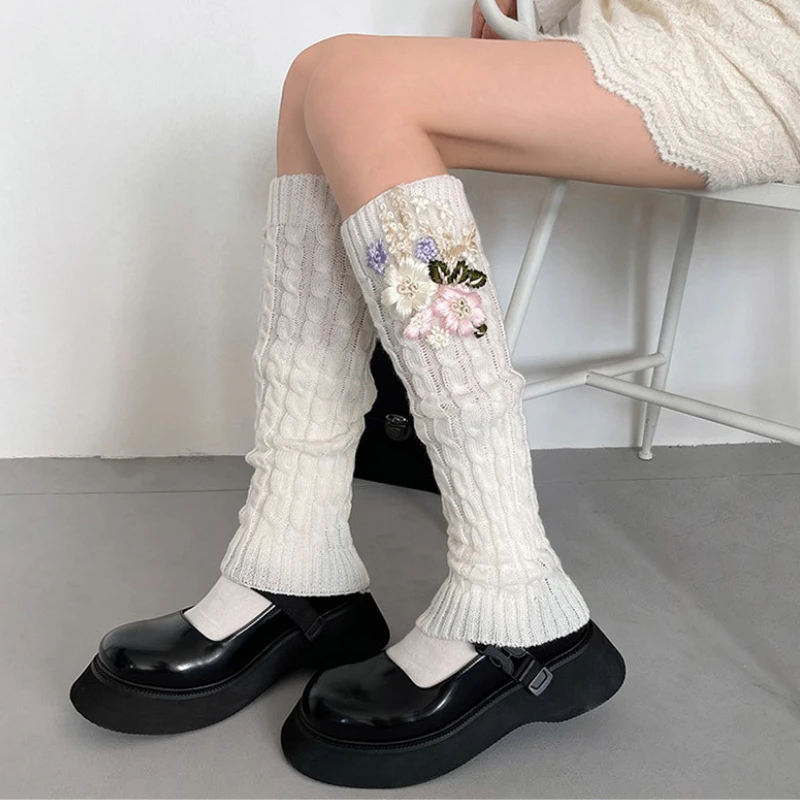 

Japanese Kawaii Girl Lolita Cotton Socks Y2K Street Punk Girls Knitted Leg Cover Lolita Cosplay Costume Pile Socks Anime Socks
