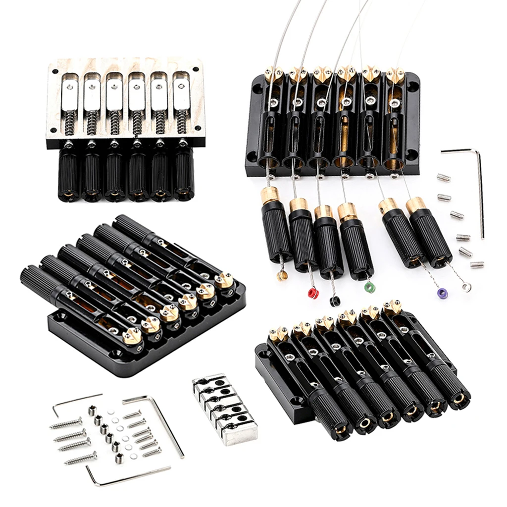 1Set Headless Guitar Bridge 6 String Saddle Headless Guitar Bridge for Headless Guitar Accessories Black