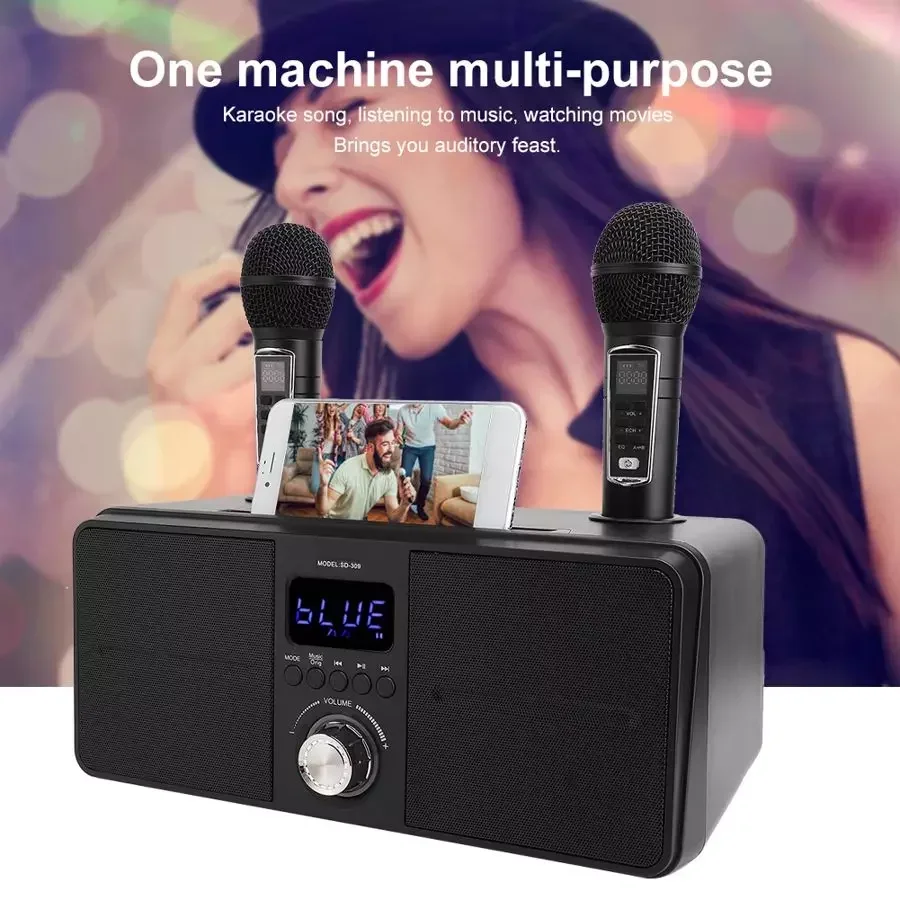 30W high-power SDRD  309 household KTV equipped with wireless microphone dual person duet Bluetooth speaker all-in-one machine 3