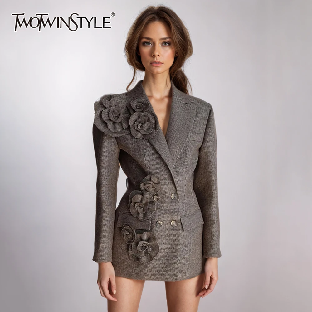 Two-piece Solid Colors Set Elegant Long Sleeve Notched Blazer main image 0