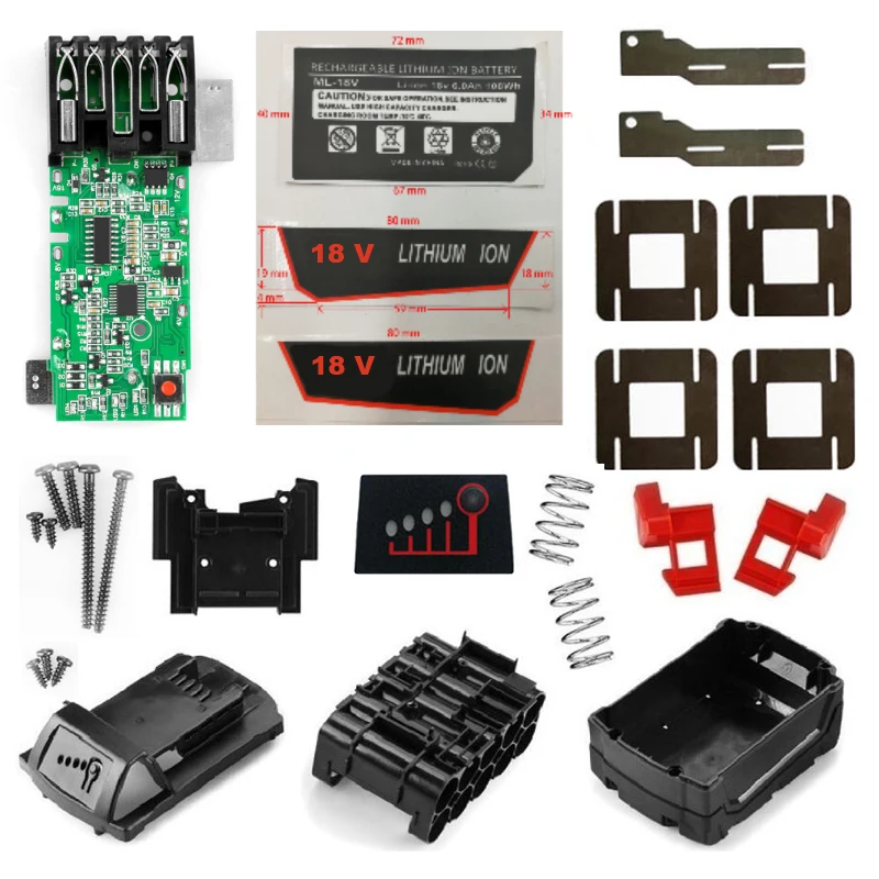 

M18-10 Li-ion Battery Plastic Case PCB Charging Protection Circuit Board Shell For Milwaukee 18V M18 3Ah 6Ah Sticker Box Label