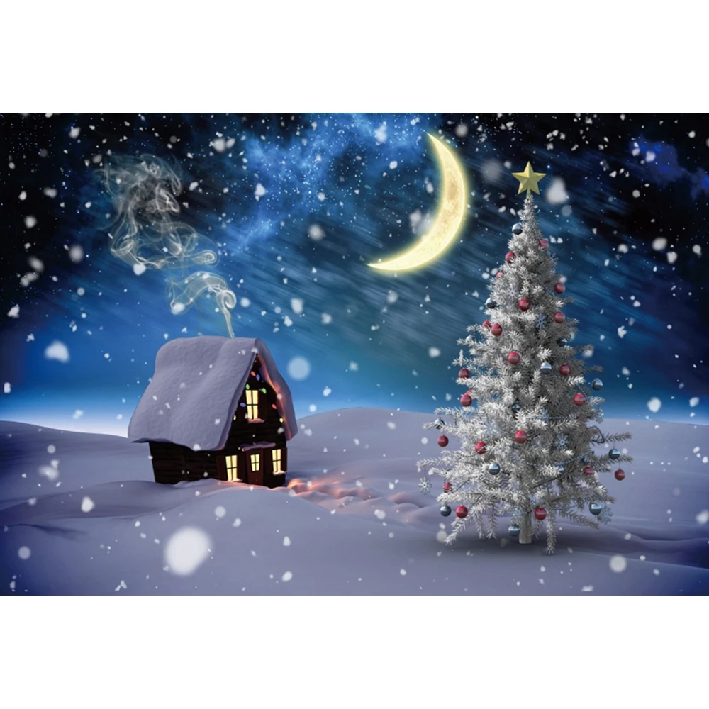 Starry Night Winter Forest Photography Backdrop - Christmas Party Decor & Child Portrait Photo Prop