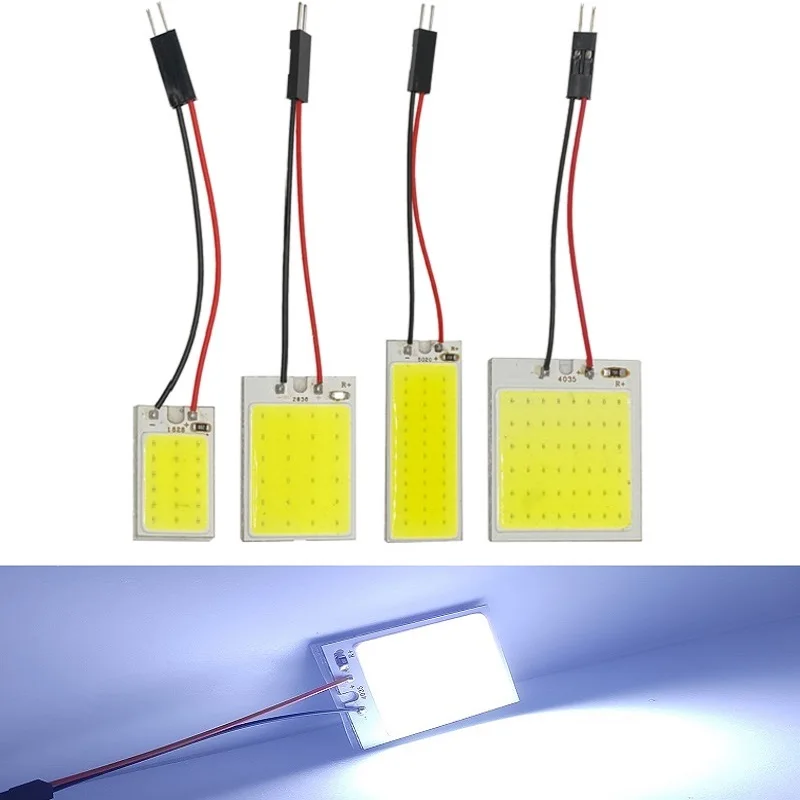 

5Pcs Panel Led Dome Reading Light Map Lamp COB 18SMD 24smd 36smd 48smd Car Interior Lights Auto Bulb W5W Festoon T10 Led Adapter