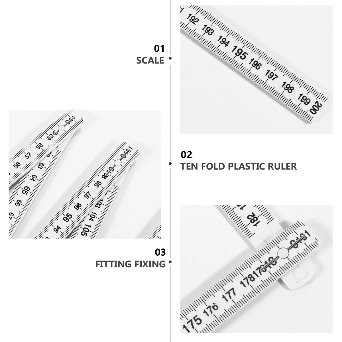 1Pcs 접이식 플라스틱 자 정밀하게 새겨진 눈금 표시가 있는 목공 DIY 애호가를 위한 디자인 측정 도구 접이식 자