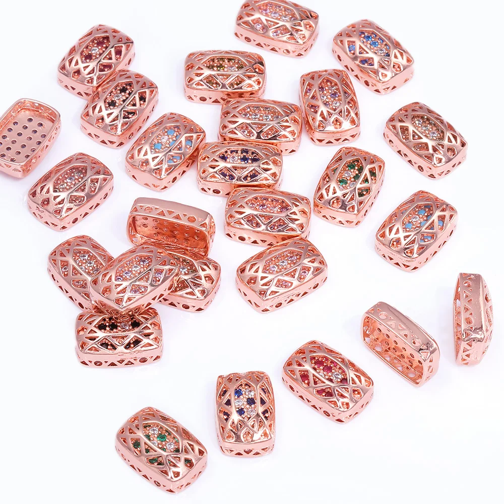 

4/36Pcs Cushion Rectangle Cubic Zirconia Alloy Charms Rose Gold Plated Base 10x14mm Crystal Sewn Rhinestone for Sewing Clothes