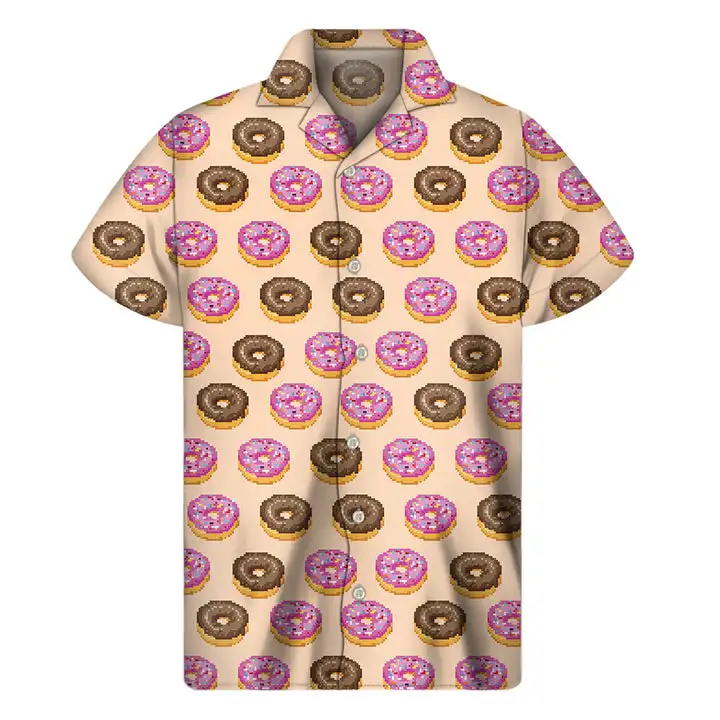 2024 Summer New Gaming Pixel Emoji Pattern Men's Hawaiian Shirt Casual Button Lapel Unisex Shirt Pixel Style Fashion Shirt 5