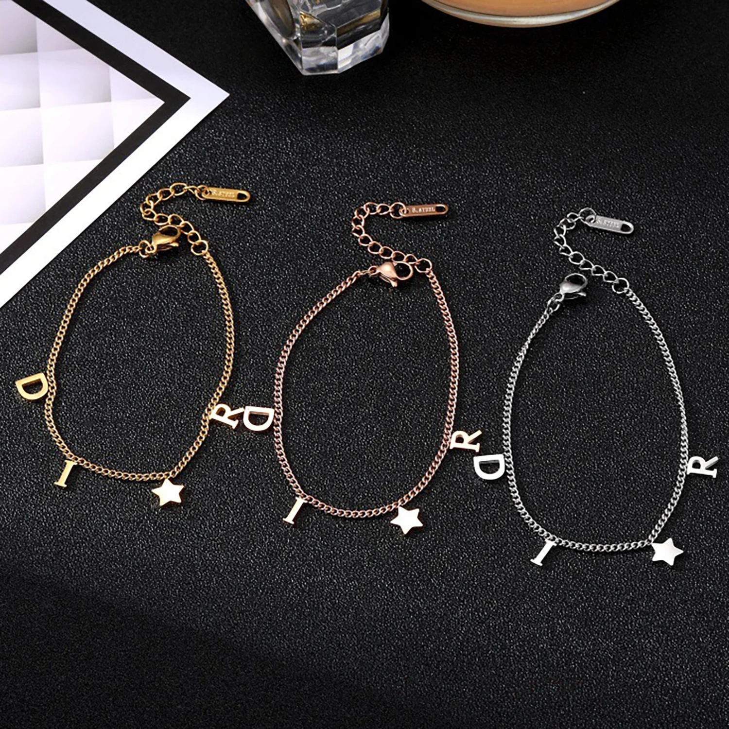 Pendant Bracelet Korea Fashion Letter Star Pendant Bracelet Woman Simple Vintage Creative Luxury Jewelry Accessories Gifts