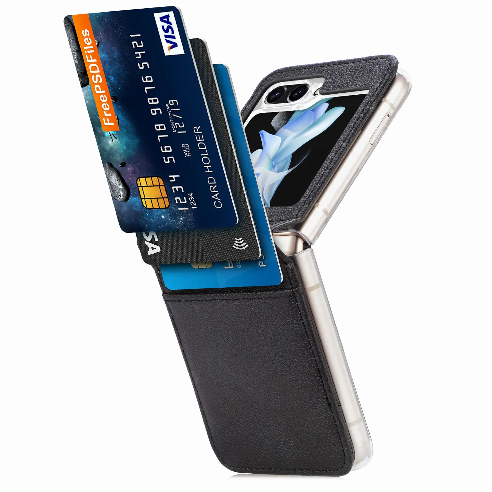 Portabl Card Holder Anti-knock Case for Samsung Galaxy Z Flip 8 7 6 5G Flip8 Flip7 fe Flip5 Flip3 Flip4 Flip6 Flip 5 4 3 Covers 2