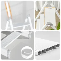 Household multi-functional folding telescopic ladder aluminum alloy three-step staircase portable small ladder stool 5