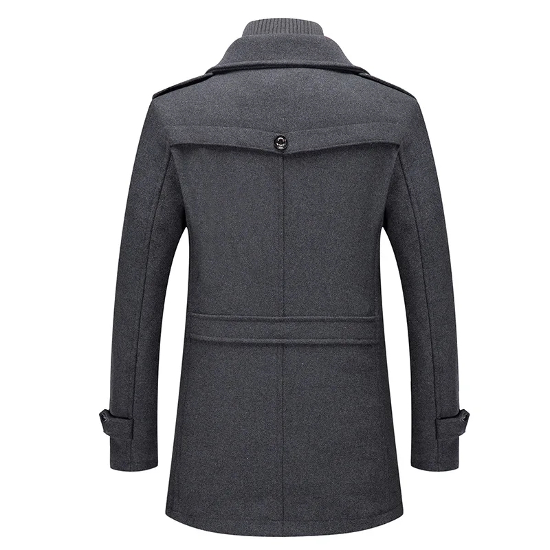 Autumn and Winter Men's Business Woolen Coat Fashion Double Necked Cold Resistant Fabric Casual Fashion Jacket