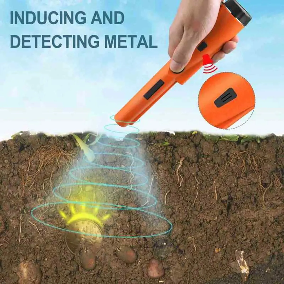 Metal Detector Positioning Rod Handheld Underground Metal Detector GP Pointer Handheld Waterproof High Sensitivity Security Detector