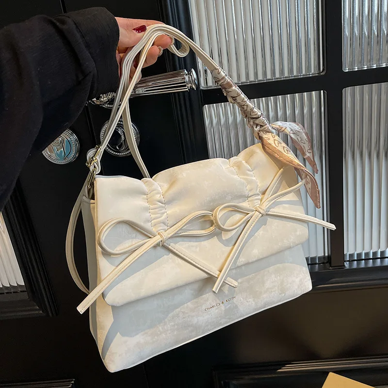 HAEX Sweet Women Shoulder Bags Fashion 2024 Vintage Ladies Elegant Crossbody Bags Kawaii Bow Luxury Scarves Design Bolso Mujer