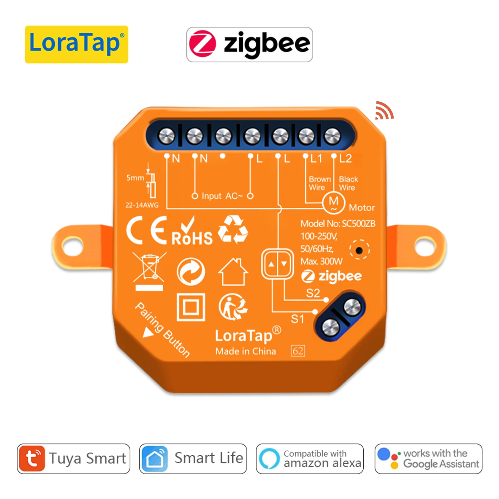 LoraTap ZigBee Rolllanschalter Für Elektrisch Motorisierte Vorhangjalousien Diy Relaismodul Tuya Smart App Timer Und Fernbedienung Funktioniert Mit Alexa Google Home Zigbee2mqtt