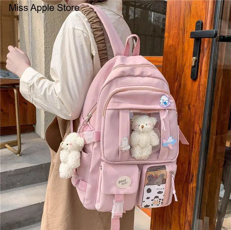

Leisure Shoulder Adjustable Laptop Backpack Fashion Schoolbag Multi Pocket Large Capacity Junior High School Girl Student Daily