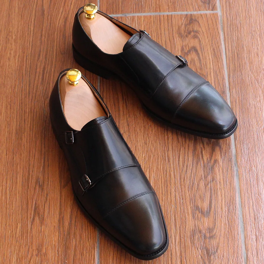 Chaussures Habillées Pour Homme En Cuir Véritable - Derby Sans Lacets à Bout Pointu