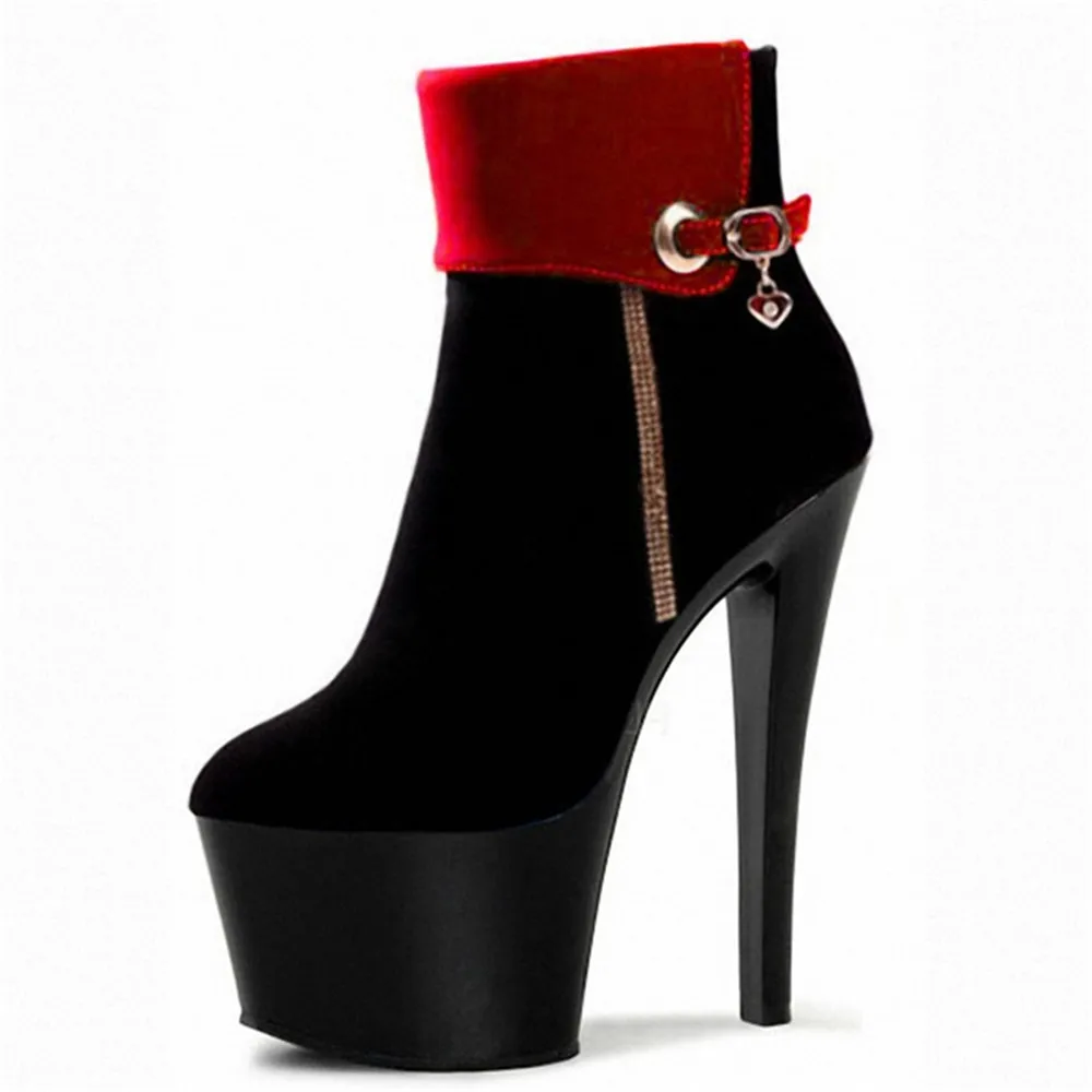 Super high heels, 20cm thin and hate sky-high club shoes, suede front decorative side zipper, low dance shoes