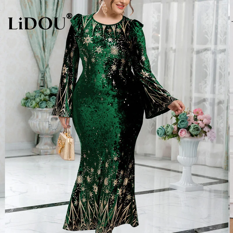 Spring Autumn Fashion Muslim Vintage Simple Plus Size Dress Women Elegant Oversized Aesthetic Vestidos De Fiesta Chic Robe Femme
