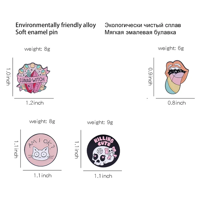 Pink Punk Enamel Pins Brooches Lapel Badges  2