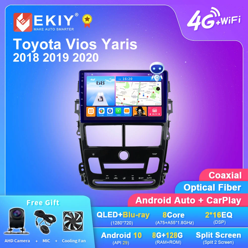 

EKIY T7 Android 10 For Toyota Vios Yaris 2018 2019 2020 RHD Car Radio Multimedia player Navi Tape Recorder Carplay Auto No 2din