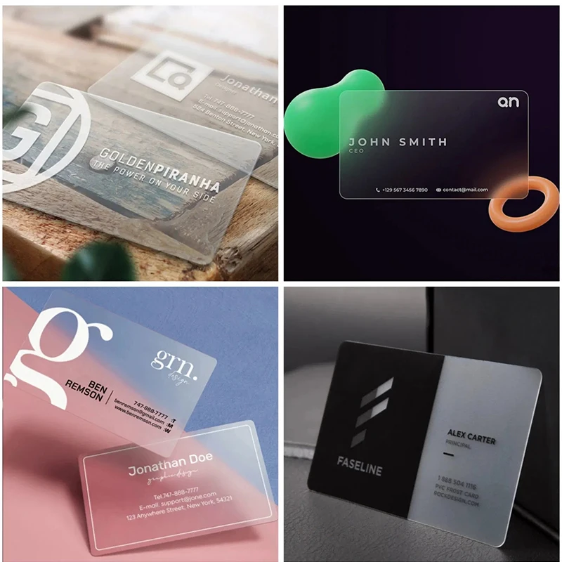 Transparent PVC Business Cards Customize Waterproof Thank You Card Print One Side Round Cornor for Office