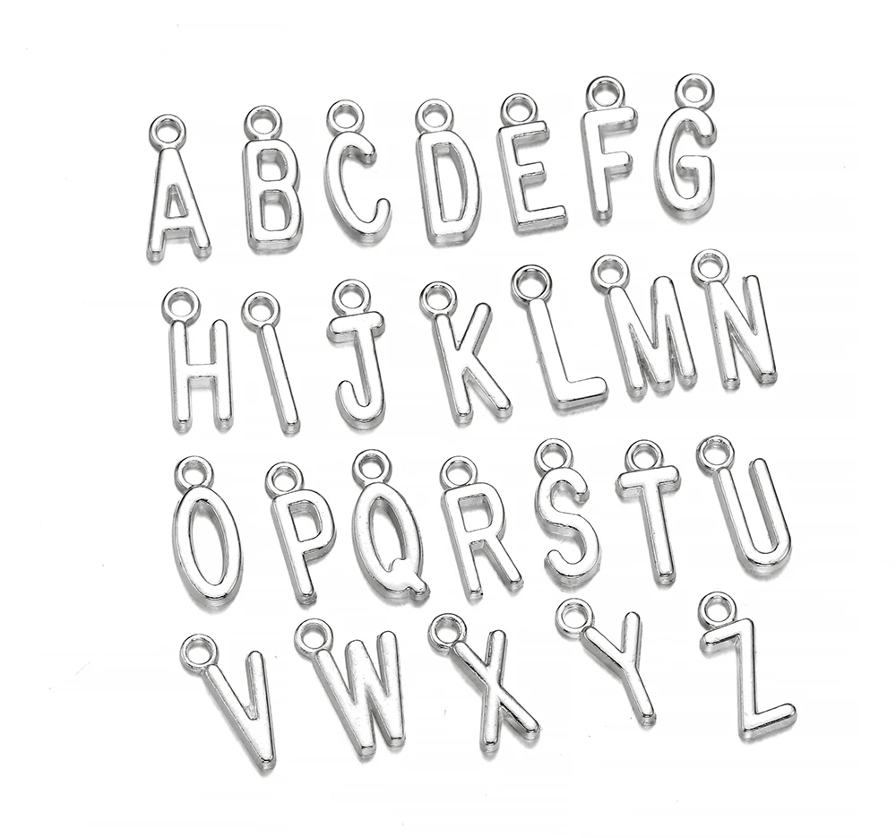 26-30Pcs 7X16mm Legierung 26 Alphabet A-Z Buchstaben Charms Anhänger Für DIY Armband Halskette Schmuck Machen Lieferungen zubehör – Detail 2