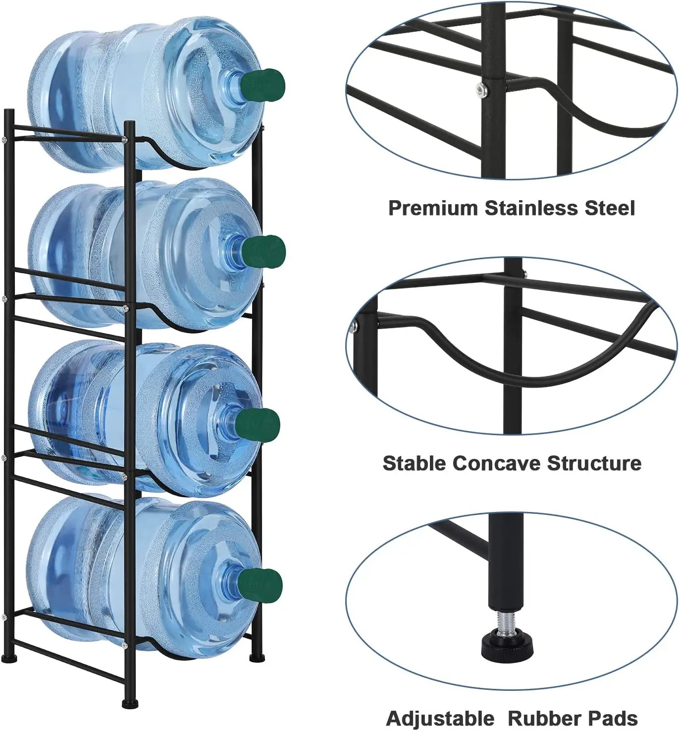 4 Tier Heavy Duty Water Cooler Jug Storage Rack 5 Gallon Water Bottle Jug Holder storage rack plastic storage rack