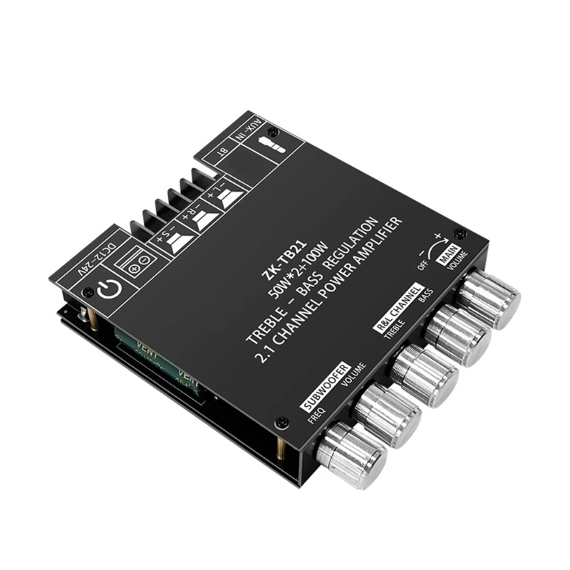 ZK TB21 BT5.0 Stereo Receiver Amplifier Board 2.1 Channel Mini Wireless Digital AUX Amp Module Bass and Treble audio amplifier board rf amplifier operational amplifier pre amplifier