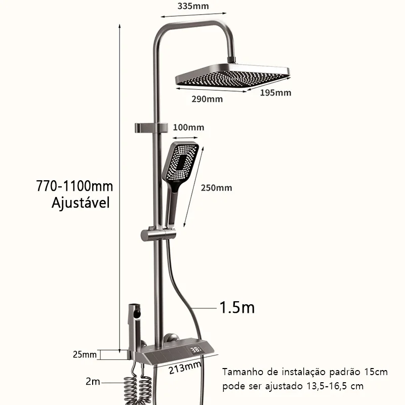 2024 NEW Upgrade Bathroom Shower Set with LED Display Piano Keys Bath Shower Rain Shower Complete Bathroom Accessories Brass 4