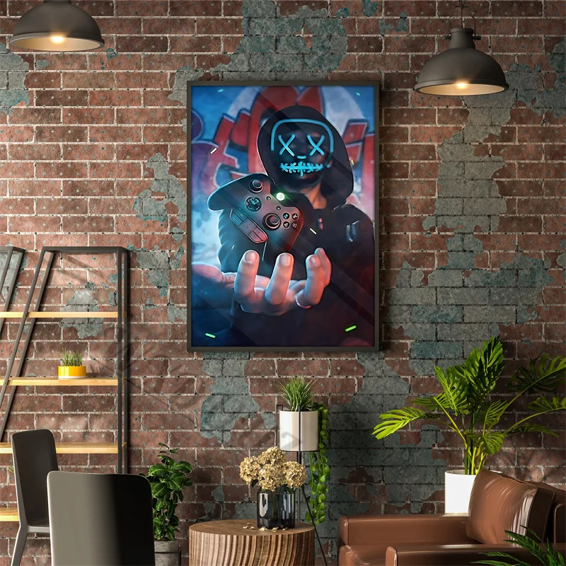 3Pcs Cool Gaming Wall Art Retro Video Gamer Watercolor Posters Pictures Colorful Neon Gamepad Canvas Painting Prints For Boys Room Kids Gamer Room Bedroom For Boys Home Decoration 12x16in