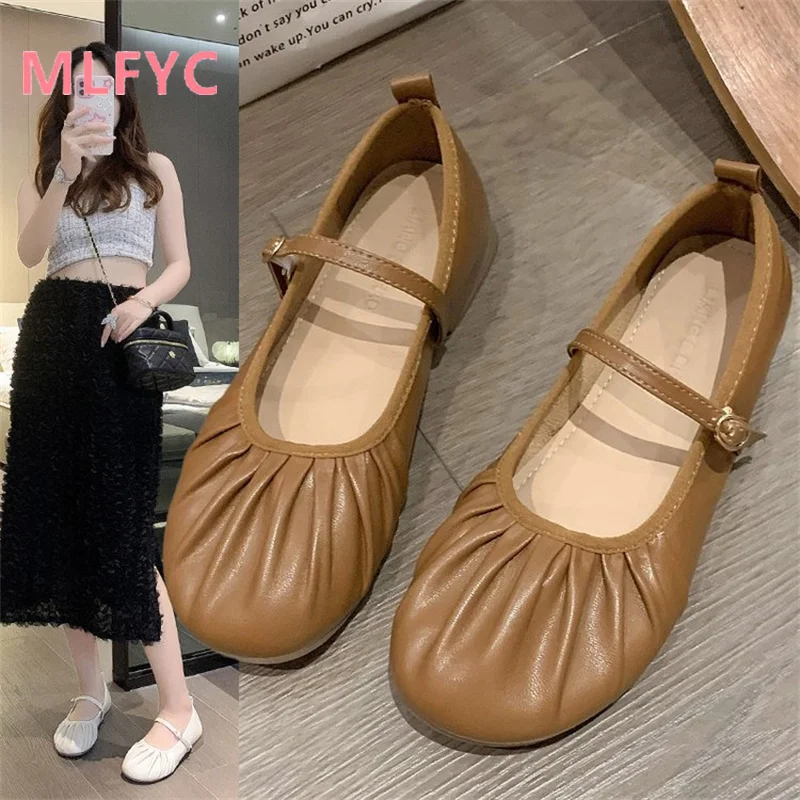 Flat bottom Mary Jane single shoe women's shoes 2023 new summer gentle ballet shoes casual shoes loafers mujer