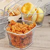 Mini Square Fry Basket Metal French Fries Chips Holder with Handle Desk Food Presentation Mesh Basket Kitchen Accessories Tools 3