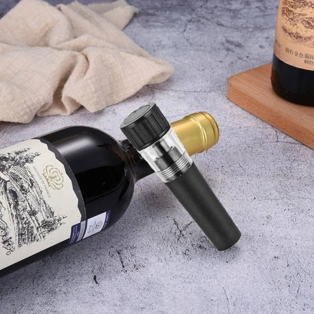 Black Wine Vacuum Pump Bottle Stopper Cork Sealer Airtight Beer