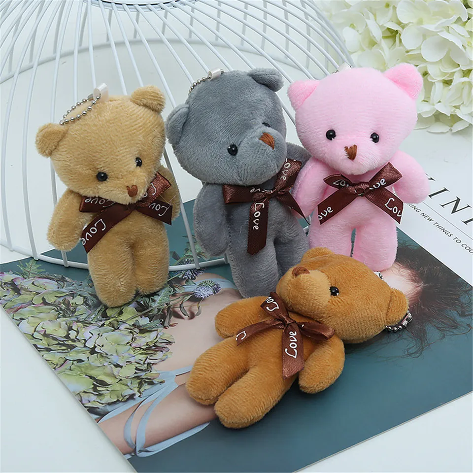 Portable Cartoon Covered with Shy Bear Plush Doll Puppet Keychain