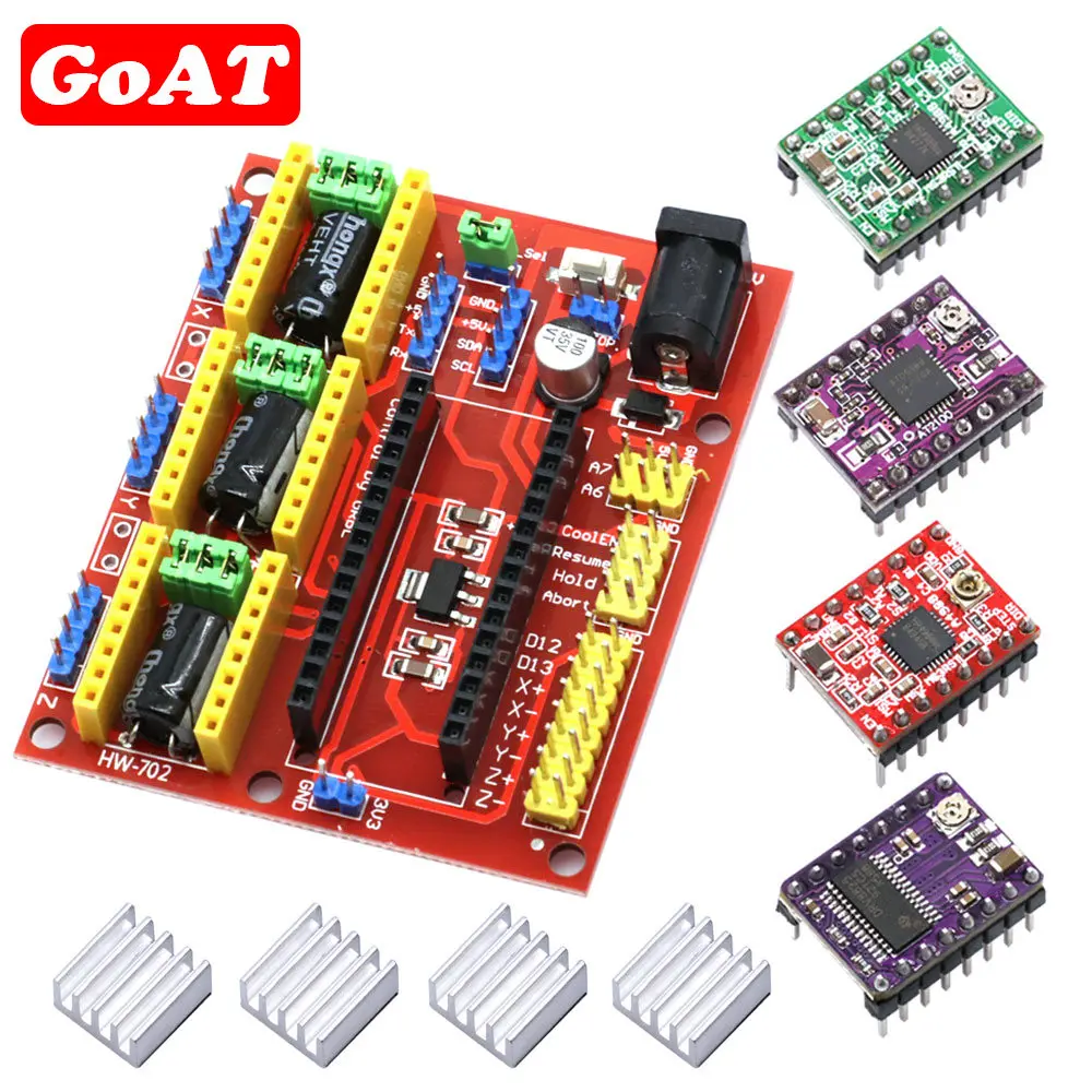 Cnc Shield V4 Macchina Per Incidere/Stampante 3D/+ 3 Pz A4988 / Drv8825 / At2100 Driver Motore Passo-Passo Per Arduino
