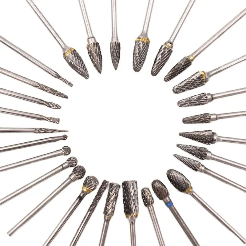 Dental Silicone Rubber Rotary Tungsten Steel Polishing Burs Drill 2.35mm Shank Nail Drill Bit Cutter Set Rotary Tool Set 6