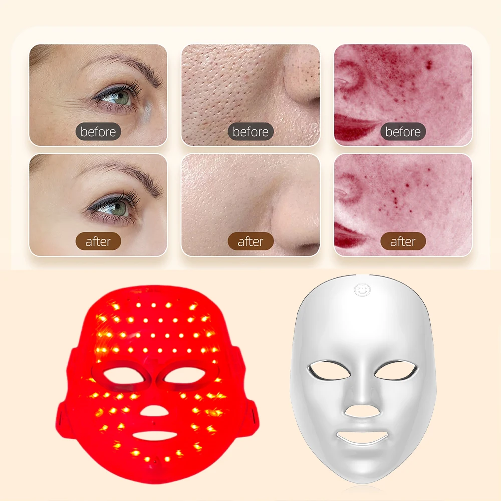 7 Colors Photon LED Face Mask Red Light Anti-Wrinkle Rejuvenation Skin Care Facial LED Mask Beauty SPA Ance Repair Skin Brighten