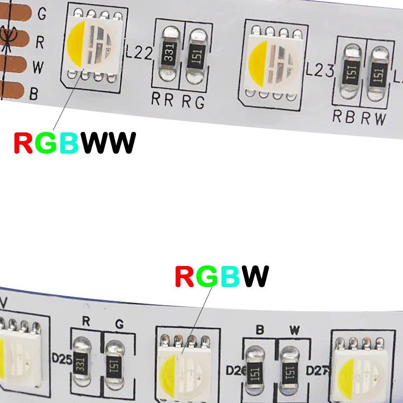 High brightness 5M 4 color in 1 RGBW/RGBWW LED Strip 60/84/96leds/m 12V/24V 5050 SMD flexible Lights Tape IP30/65/IP67 Lamp Bar image_1